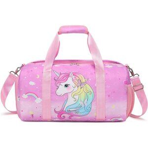 Duffle Bag for Girls Water Resistant Dance Bag Pink Unicorn Ballet Bag